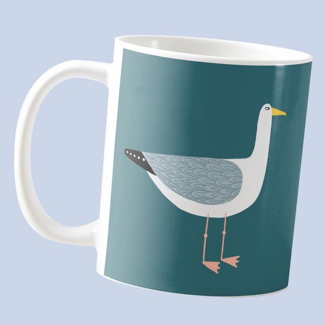 Fiskmås Kaffemugg (Fun Seagull bird coffee mug)