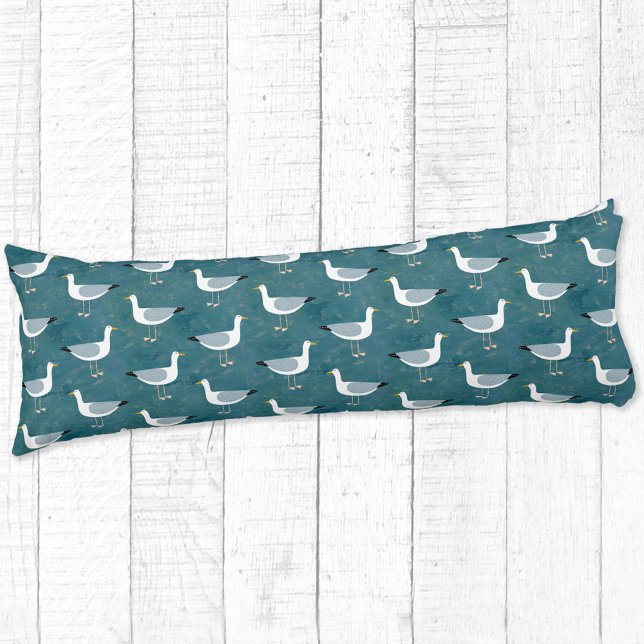 Fiskmås Kroppskudde (Seagull nautical body pillow for your beach house)