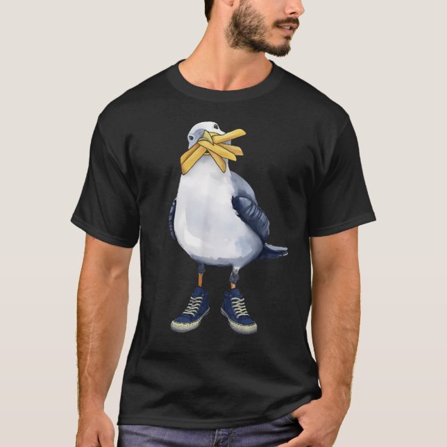Fiskmås med färjor och sjömän t shirt (Framsida)