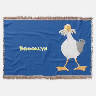 Fiskmås med Fransk fries tecknad Filt