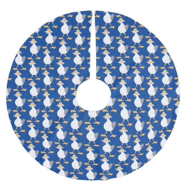 Fiskmås med Fransk fries tecknad Julgransmatta Borstad Polyester (Framsidan)
