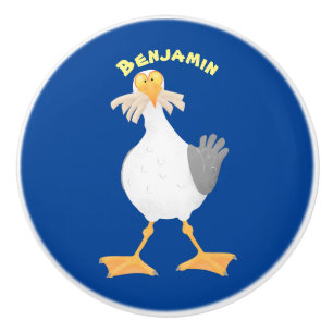 Fiskmås med Fransk fries tecknad Knopp