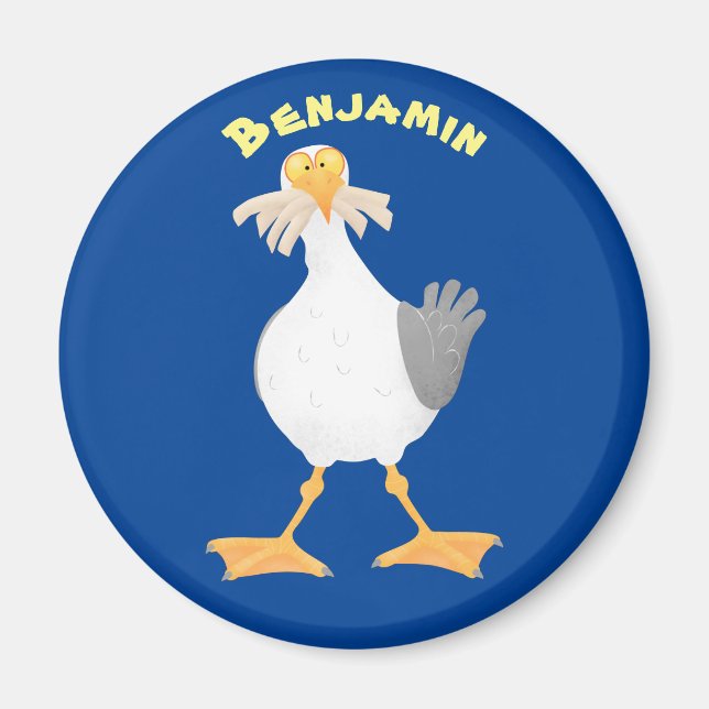 Fiskmås med Fransk fries tecknad Magnet (Framsidan)