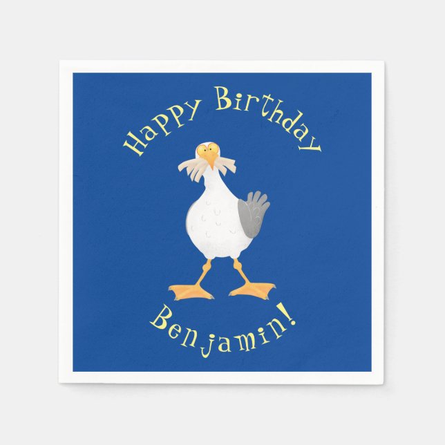 Fiskmås med Fransk fries tecknad Pappersservett (Framsidan)