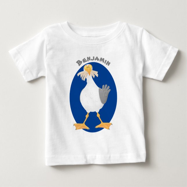 Fiskmås med Fransk fries tecknad T Shirt (Framsida)