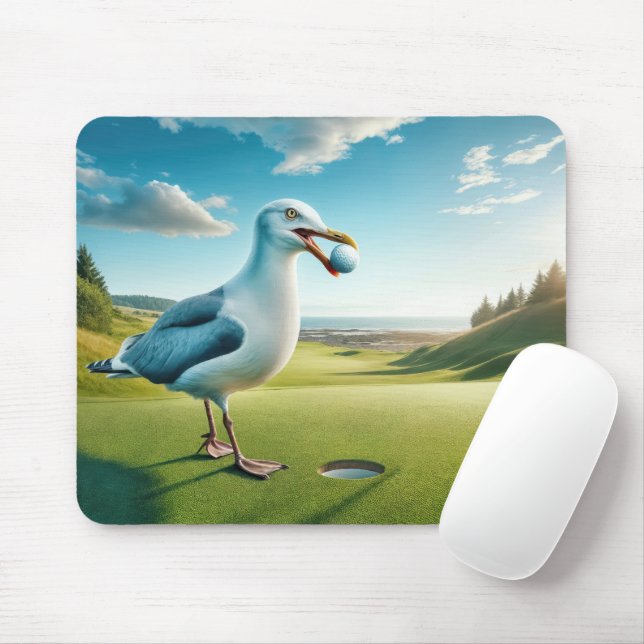 Fiskmås med Golf Boll Musmatta (Med mus)
