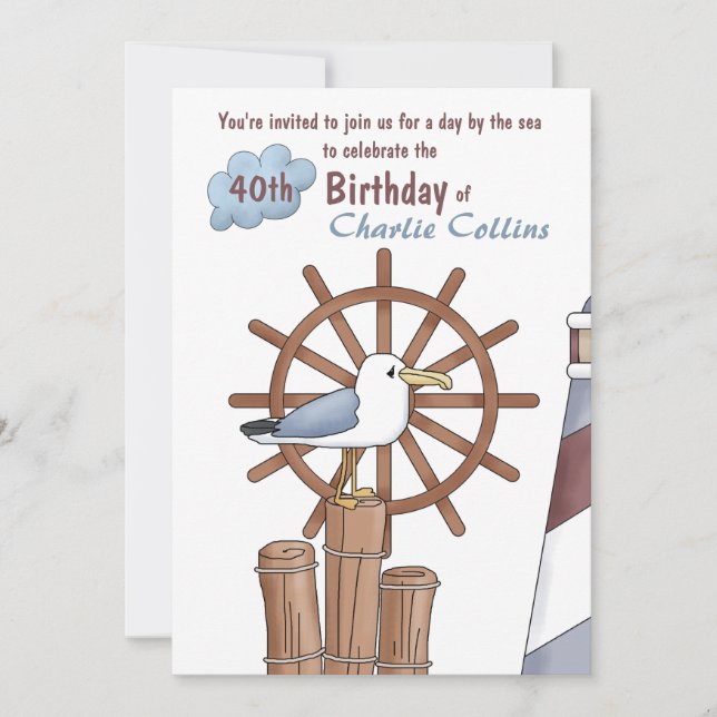 Fiskmås nautisk inbjudan för Perch (Framsida)