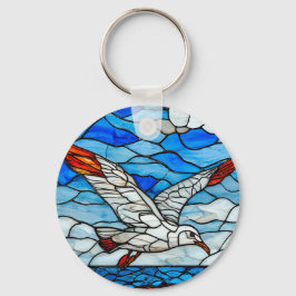 Fiskmås nedfläckad glas nyckelring