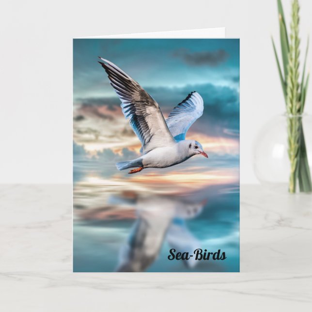 Fiskmås och Sea-Birds Dikt Kort (Framsida)
