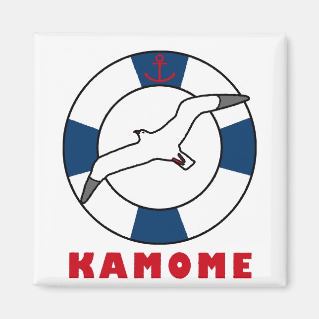 Fiskmås och Simma Ring marinblått Magnet (Framsidan)