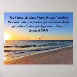 FISKMÅS OCH SUNRISE JEREMIAH 29:11 BIBLE VERSE POSTER