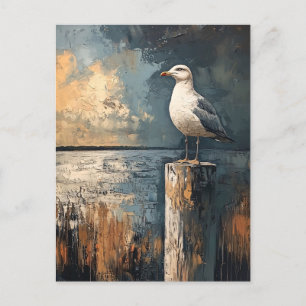 Fiskmås om konst efter Oljemålningen Vykort