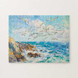 Fiskmås över Vinkara intryck av havsscenen Pussel