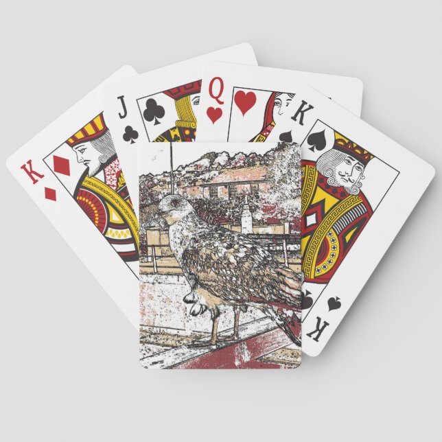 Fiskmås på bron i Hythe Casinokort (Baksidan)