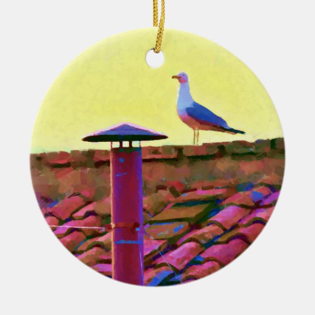 Fiskmås på eftermiddagen av Conclave Julgransprydnad Keramik (Framsidan)