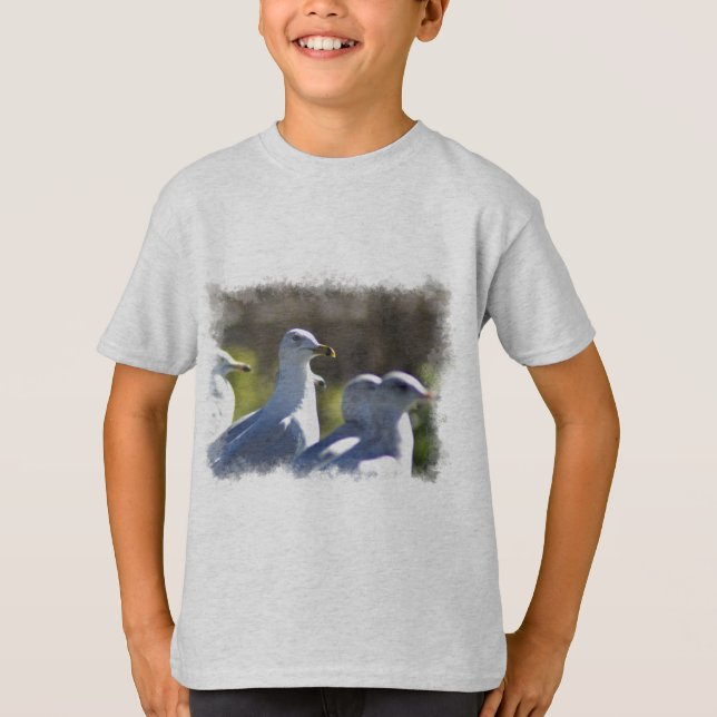 Fiskmås på järnväg t shirt (Framsida)