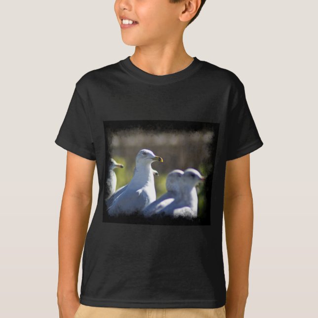 Fiskmås på järnväg tee shirt (Framsida)