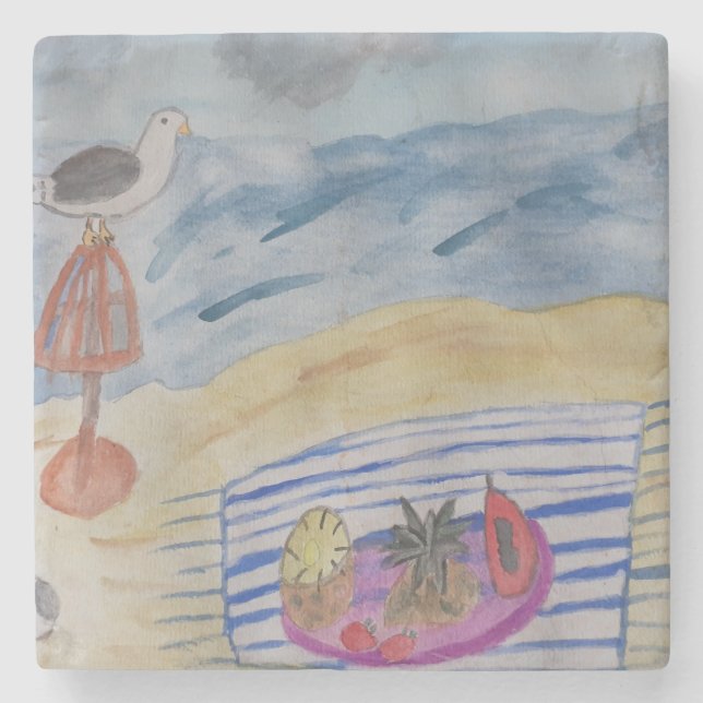 Fiskmås på stranden stenunderlägg (Framsidan)