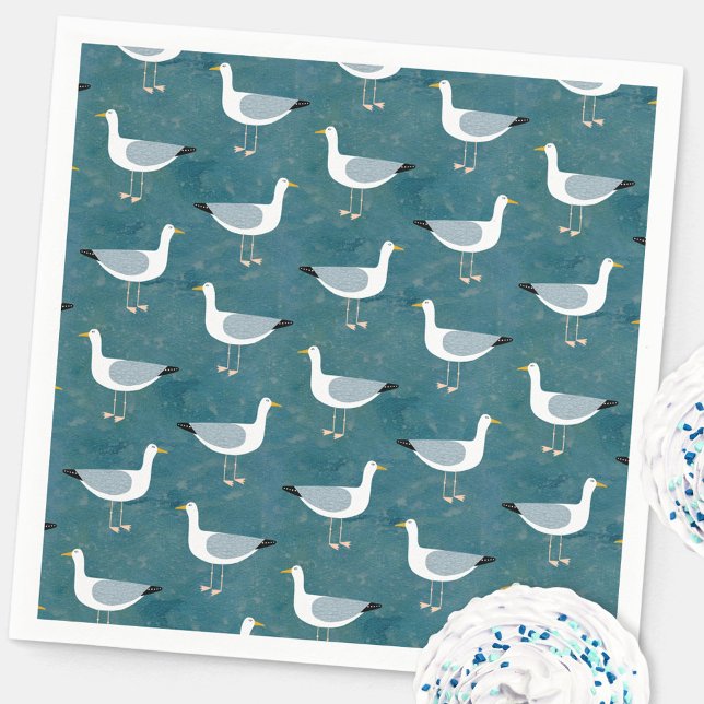 Fiskmås Pappersservett (Fun nautical seagull party paper napkins)