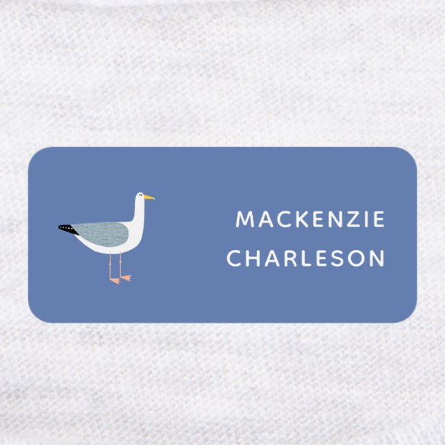 Fiskmås Personlig Namn Klistermärke (Seagull personalized name labels for clothing, school, books and more.)