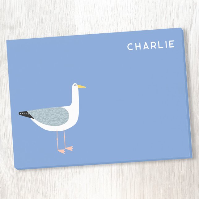 Fiskmås Personlig Post-it Block (Fun personalized name seagull blue post it notes)