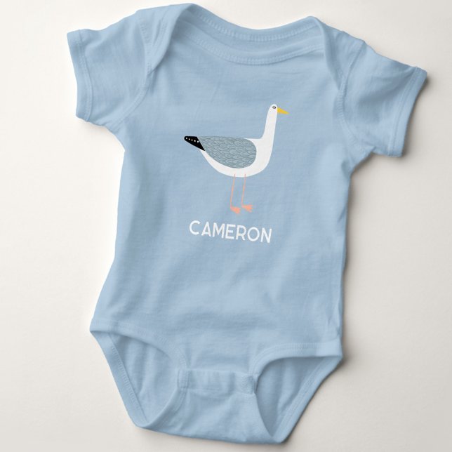 Fiskmås Personlig Roligt Bird T Shirt (Fun personalized custom name seagull baby bodysuit)