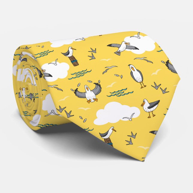Fiskmås Sea Birds Beach Mustard Gult Bröllop Slips (Rullad)