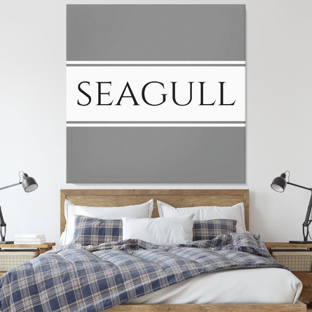 FISKMÅS Snyggt Modern Grått White Tävla Rand Canvastryck (Insitu (sovrum))