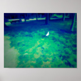 Fiskmås som går på konsteffekter för gräddning poster