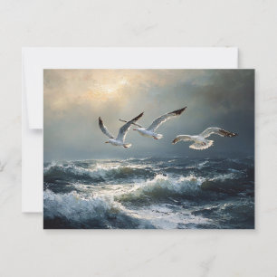Fiskmås Stormy Ocean Fine Art Vykort