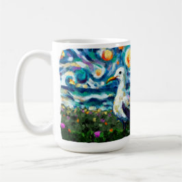 Fiskmås Van Gogh Stil Beach Himmel Blue Teal Kaffemugg