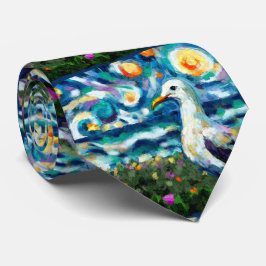 Fiskmås Van Gogh Stil Beach Himmel Blue Teal Slips