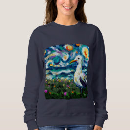 Fiskmås Van Gogh Stil Beach Himmel Blue Teal T Shirt