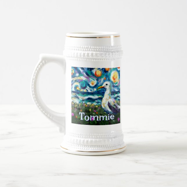 Fiskmås Van Gogh Stil Beach-Personligen Sejdel (Vänster)