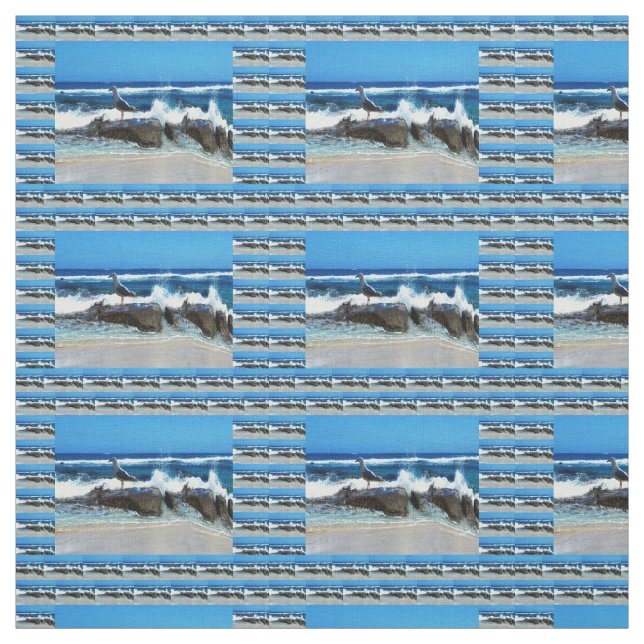 Fiskmås vid Beach Sten, Tyg (Provkarta)