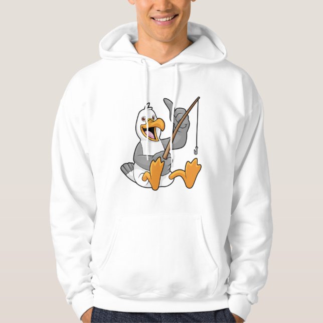 Fiskmås vid fiske med fiskstav hoodie (Framsida)