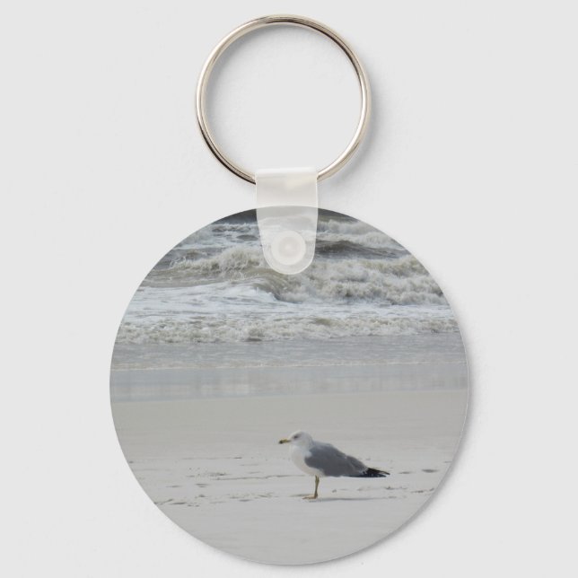 Fiskmås vid stranden nyckelring (Framsida)
