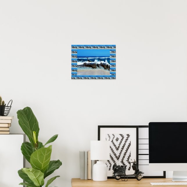 Fiskmås vid stranden på Sten, Poster (Hemmakontoret)