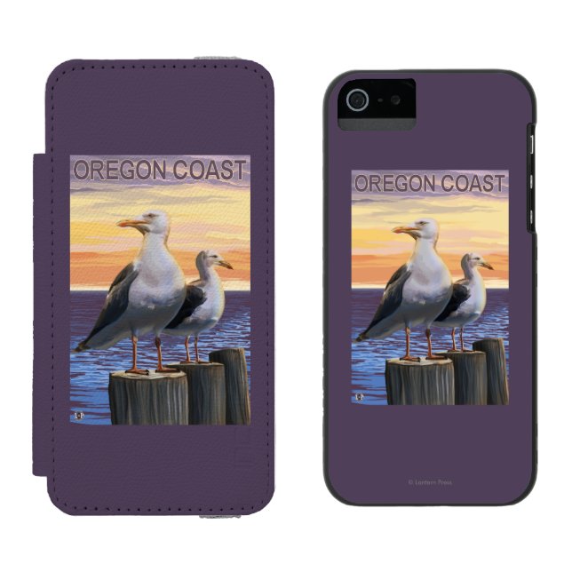 Fiskmåsar för Oregon kustenhav Incipio iPhone Wallet Skal (Sida vid Sida)