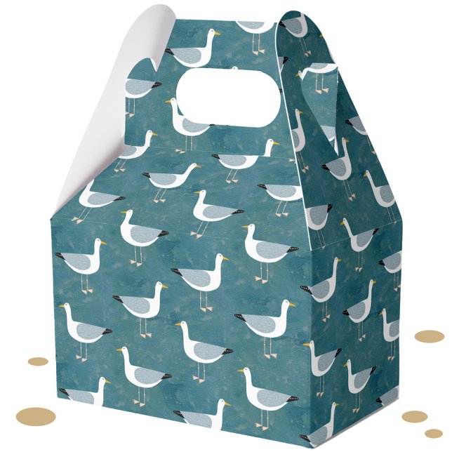 Fiskmåsar Nautical Presentaskar (Seagull nautical coastal bird fun  gift party favor box)
