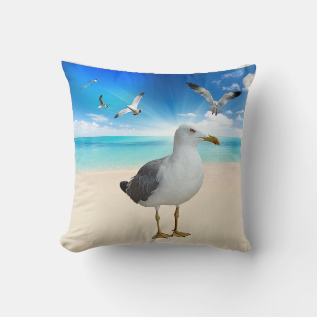 Fiskmåsar på Beach Kudde (Framsida)