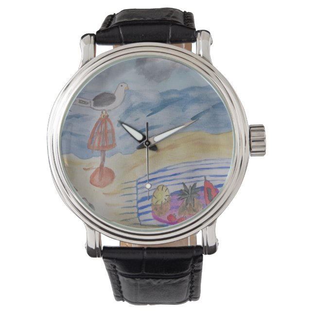 Fiskmåsar på Beach Watch Armbandsur (Framsida)