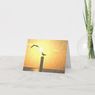 Fiskmåsar på skymningen Notecard Tack Kort