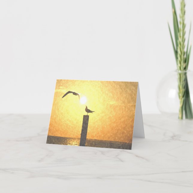 Fiskmåsar på skymningen Notecard Tack Kort (Framsida)