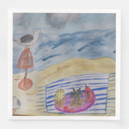 Fiskmåsar på stranden pappersservett