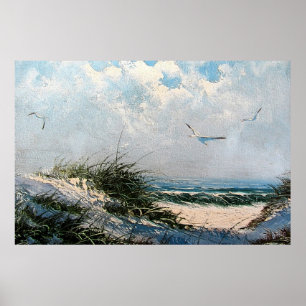 Fiskmåsar på stranden poster