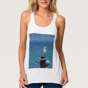 Fiskmåsar paradise vid Mackinac-Tanktopet Linne Med Racerback