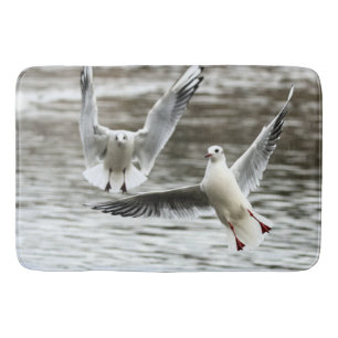 Fiskmåsar under flygning badrumsmatta