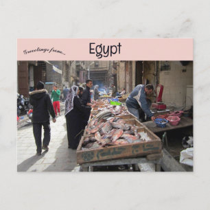 Fiskmongers in Old Islamic Quarter of Cairo Egypte Vykort