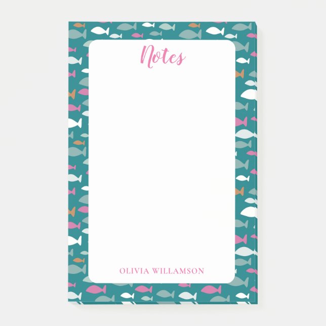 Fiskmönster att göra anteckningar post-it block (Framsida)